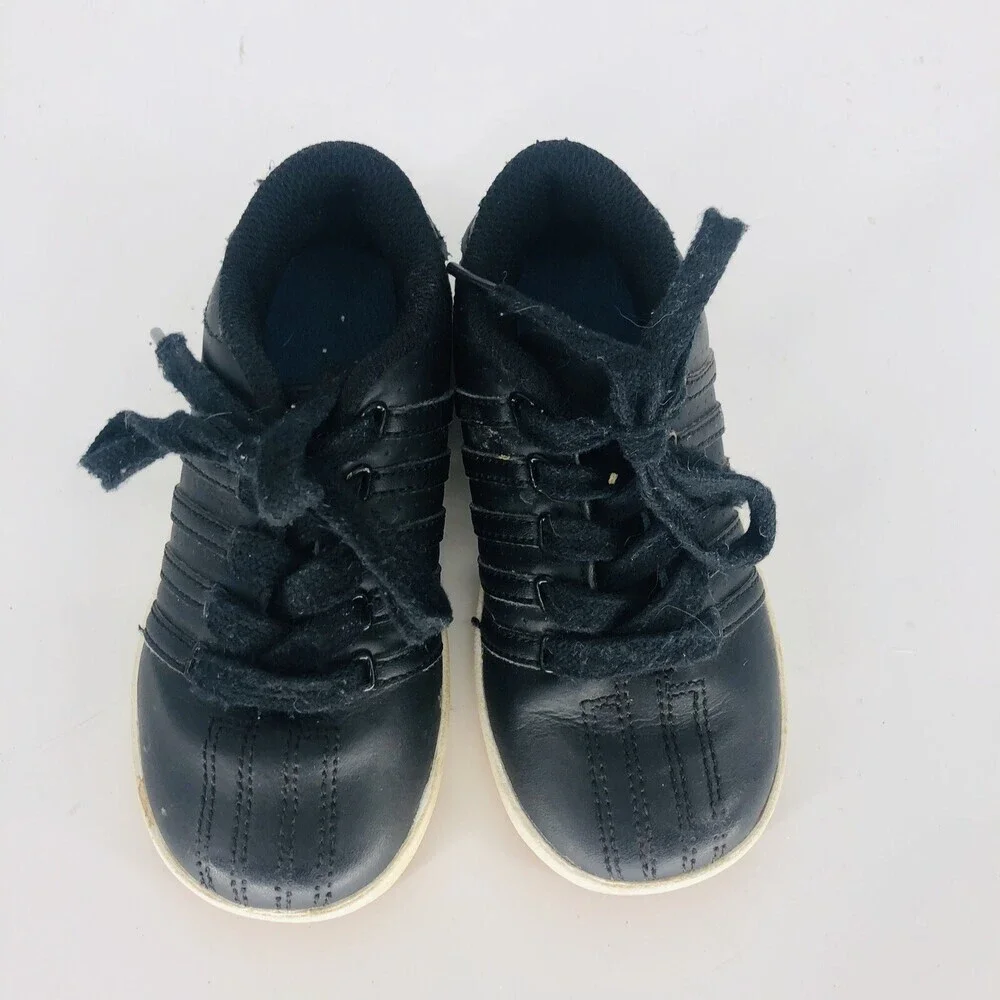 K-Swiss Toddler Black White Lace up Athletic Tennis Shoe 7.5 Unisex Sneaker